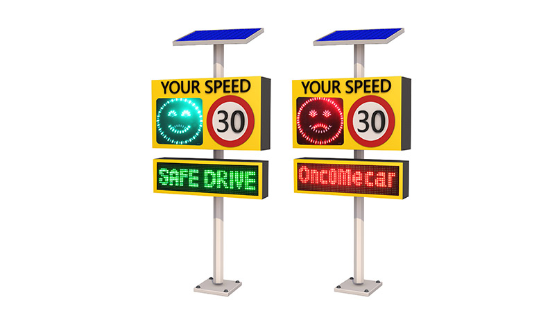 Crying face,smiling face radar speed limit sign