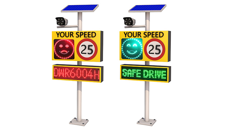 Face light with 2 line display radar speed limit sign