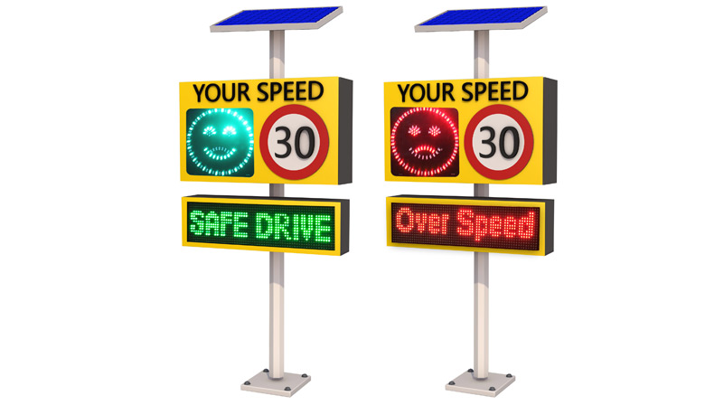 Crying face,smiling face radar speed limit sign