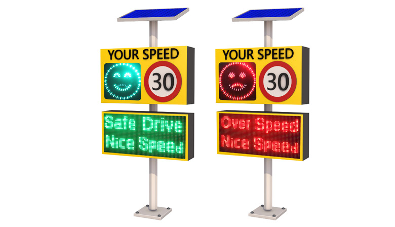 Face light with 2 line display radar speed limit sign