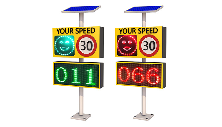 Face light with 2 line display radar speed limit sign