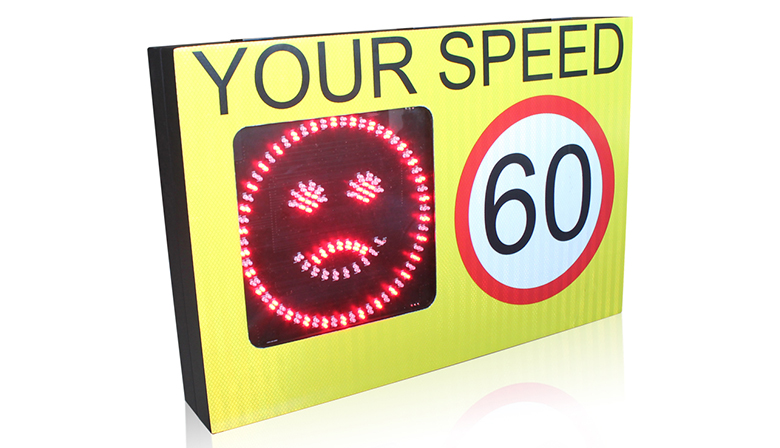 smiley face LPR radar speed sign