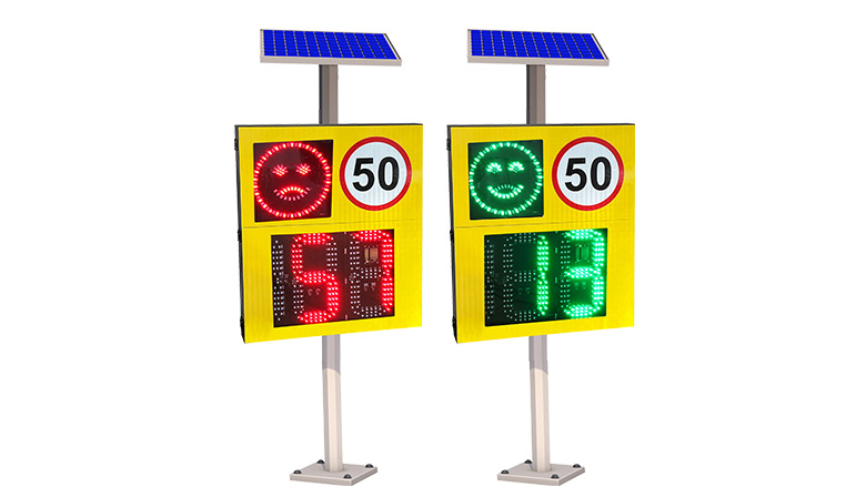 solar 2 and half digit and face light radar speed limit sign