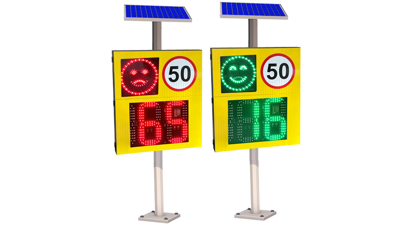 solar 2 and half digit and face light radar speed limit sign