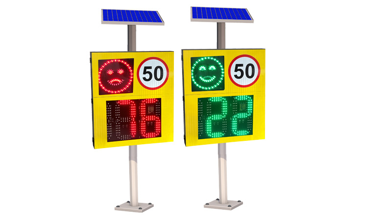 solar 2 and half digit and face light radar speed limit sign