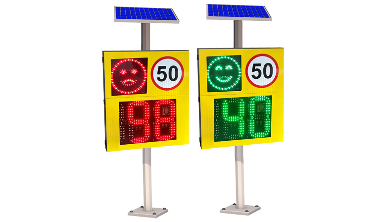 solar 2 and half digit and face light radar speed limit sign